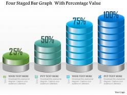 1214 four staged bar graph with percentage value powerpoint template