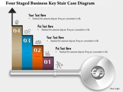 1214 Four Staged Business Key Stair Case Diagram PowerPoint Template