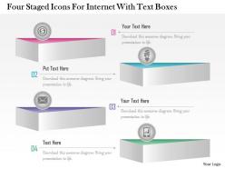 1214 four staged icons for internet with text boxes powerpoint template