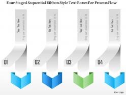 1214 four staged sequential ribbon style text boxes for process flow powerpoint template