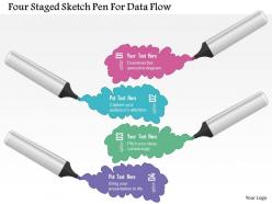 1214 four staged sketch pen for data flow powerpoint template