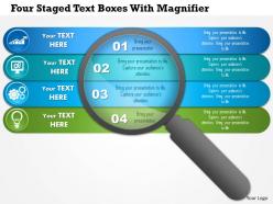 1214 four staged text boxes with magnifier powerpoint template