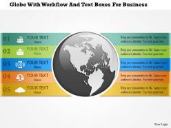 1214 globe with workflow and text boxes for business powerpoint template