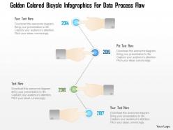 1214 golden colored bicycle infographics for data process flow powerpoint template