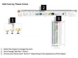 1214 golden silver and bronze trophy for champions and gold medal powerpoint template