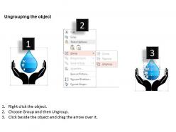 1214 hands with water drop for water protection powerpoint template