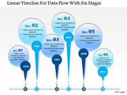 1214 linear timeline for data flow with six stages powerpoint template