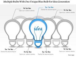 1214 multiple bulbs with one unique blue bulb for idea generation powerpoint template