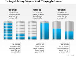 1214 six staged battery diagram with charging indication powerpoint template