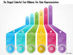 1214 six staged colorful text ribbons for data representation powerpoint template