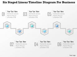 1214 six staged linear timeline diagram for business powerpoint template
