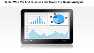 1214 tablet with pie and business bar graph for result analysis powerpoint slide