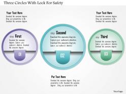 1214 three circles with lock for safety powerpoint template