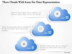 1214 three clouds with icons for data representation powerpoint template