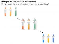 1214 three colored test tubes for text representation powerpoint template