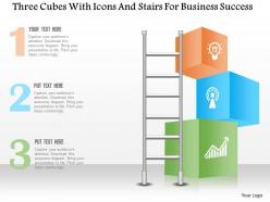 1214 three cubes with icons and stairs for business success powerpoint template