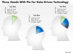 1214 three heads with pie for data driven technology powerpoint slide