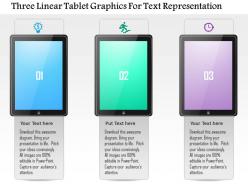 1214 three linear tablet graphics for text representation powerpoint template