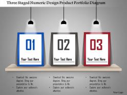 1214 Three Staged Numeric Design Product Portfolio Diagram Powerpoint Template