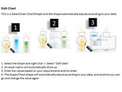 1214 three test tubes with magnifier for data search powerpoint slide