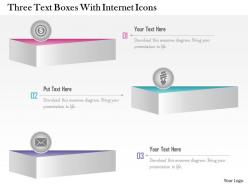 1214 three text boxes with internet icons powerpoint template