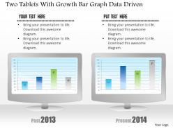 1214 two tablets with growth bar grah data driven powerpoint slide