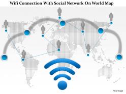 1214 wifi connection with social network on world map powerpoint presentation
