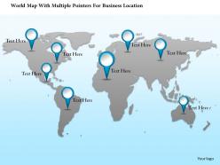 1214 world map with multiple pointers for business location powerpoint template