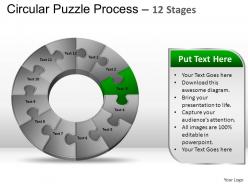 12 components circular puzzle process powerpoint slides and ppt templates 0412