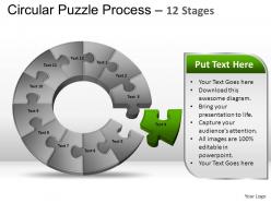 12 components circular puzzle process powerpoint slides and ppt templates 0412