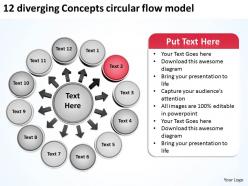 12 diverging concepts circular flow model spoke diagram powerpoint templates