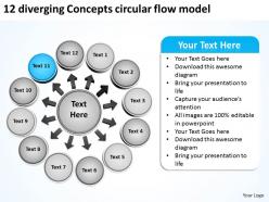 12 diverging concepts circular flow model spoke diagram powerpoint templates