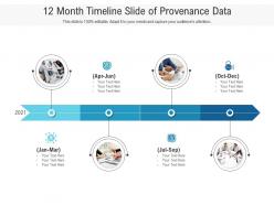 12 month timeline slide of provenance data infographic template