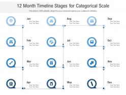 12 month timeline stages for categorical scale infographic template