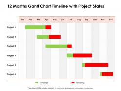 12 months gantt chart timeline with project status ppt powerpoint presentation aids