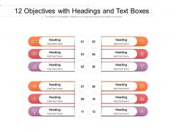 12 objectives with headings and text boxes