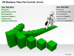1813 3d business man on growth arrow ppt graphics icons powerpoint