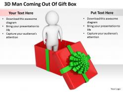 1813 3D Man Coming Out Of Gift Box Ppt Graphics Icons Powerpoint