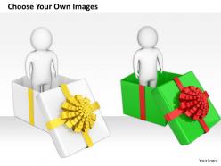 1813 3d man coming out of gift box ppt graphics icons powerpoint