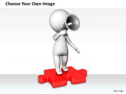1813 3d man on puzzle with megaphone ppt graphics icons powerpoint