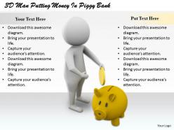 1813 3d man putting money in piggy bank ppt graphics icons powerpoint