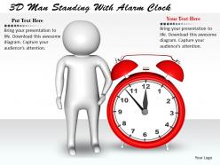 1813 3d man standing with alarm clock ppt graphics icons powerpoint