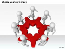 1813 3d people running around the gear ppt graphics icons powerpoint