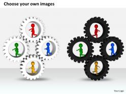 1813 3d people taking action in gears ppt graphics icons powerpoint