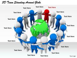 1813 3d team standing around globe ppt graphics icons powerpoint