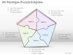 1814 business ppt diagram 3d pentagon puzzle diagram powerpoint template