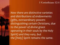 1 corinthians 12 4 the same spirit distributes them powerpoint church sermon