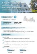 1 page for house rental and lease agreement with lessor and lessee presentation report infographic ppt pdf document