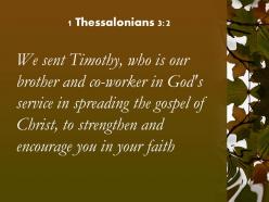 1 thessalonians 3 2 the gospel of christ to strengthen powerpoint church sermon