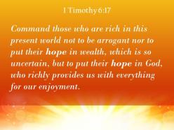 1 timothy 6 17 who richly provides us with everything powerpoint church sermon
